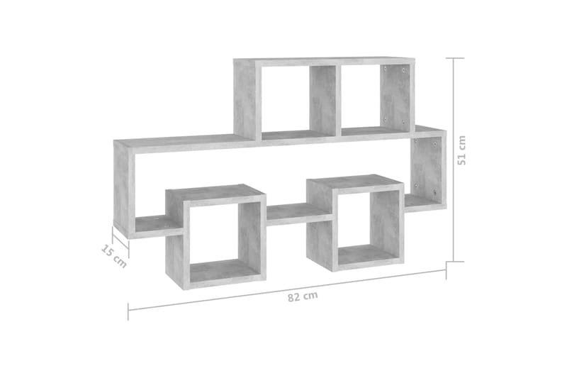 Bilformet vegghylle betonggrå 82x15x51 cm sponplate - Grå - Oppbevaring - Hylle - Vegghylle