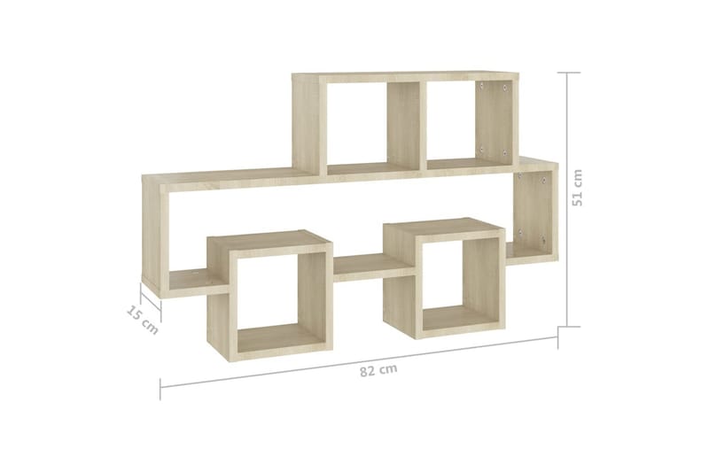 Bilformet vegghylle sonoma eik 82x15x51 cm sponplate - Brun - Oppbevaring - Hylle - Vegghylle