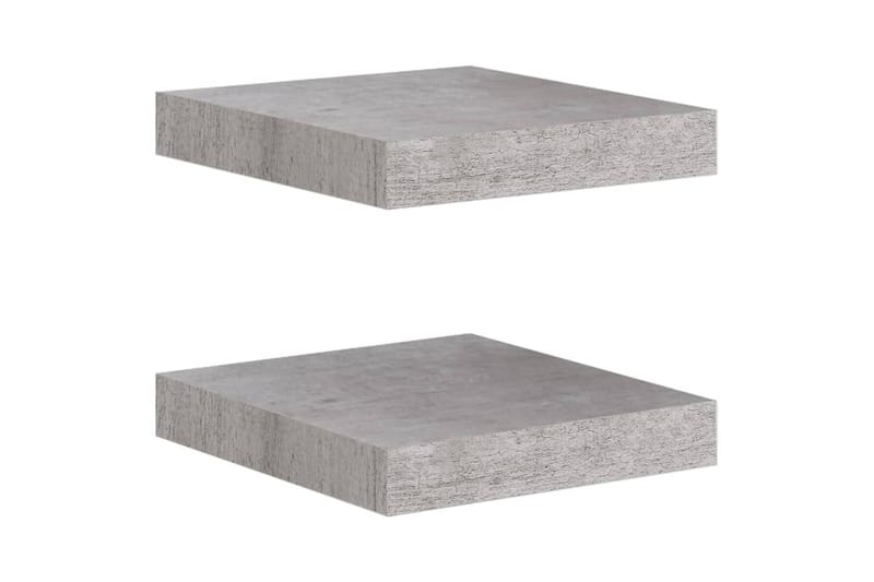 Flytende vegghyller 2 stk betonggrå 23x23,5x3,8 cm MDF - Grå - Oppbevaring - Hylle - Vegghylle