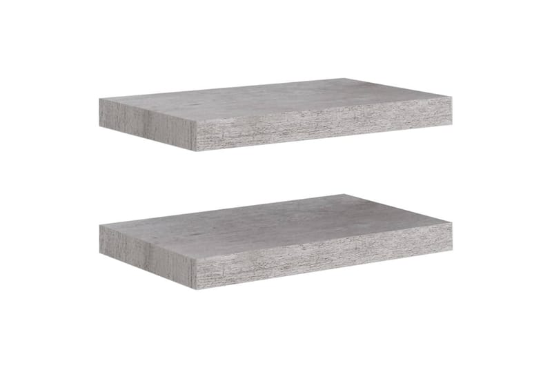 Flytende vegghyller 2 stk betonggrå 40x23x3,8 cm MDF - Grå - Oppbevaring - Hylle - Vegghylle