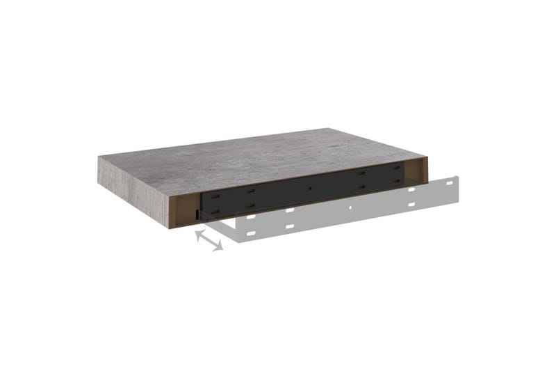 Flytende vegghyller 2 stk betonggrå 40x23x3,8 cm MDF - Grå - Oppbevaring - Hylle - Vegghylle