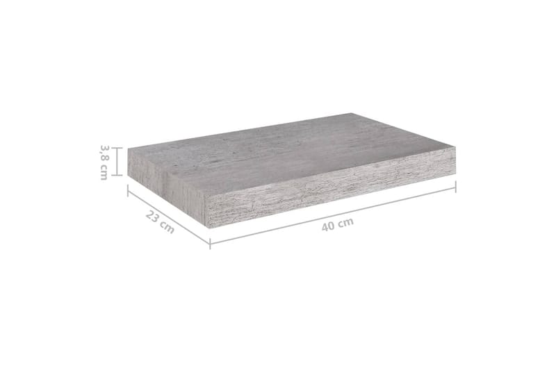 Flytende vegghyller 2 stk betonggrå 40x23x3,8 cm MDF - Grå - Oppbevaring - Hylle - Vegghylle