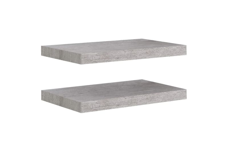 Flytende vegghyller 2 stk betonggrå 50x23x3,8 cm MDF - Grå - Oppbevaring - Hylle - Vegghylle