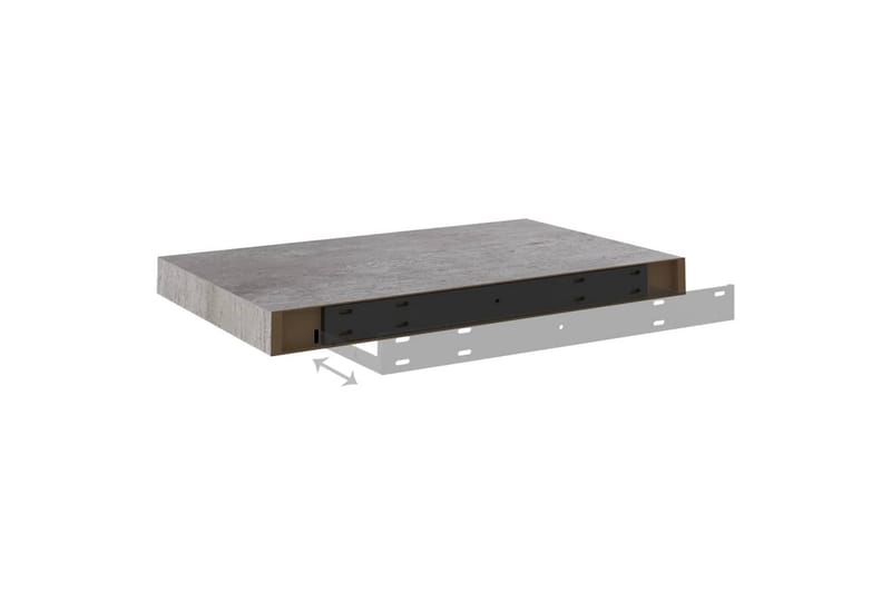 Flytende vegghyller 2 stk betonggrå 50x23x3,8 cm MDF - Grå - Oppbevaring - Hylle - Vegghylle