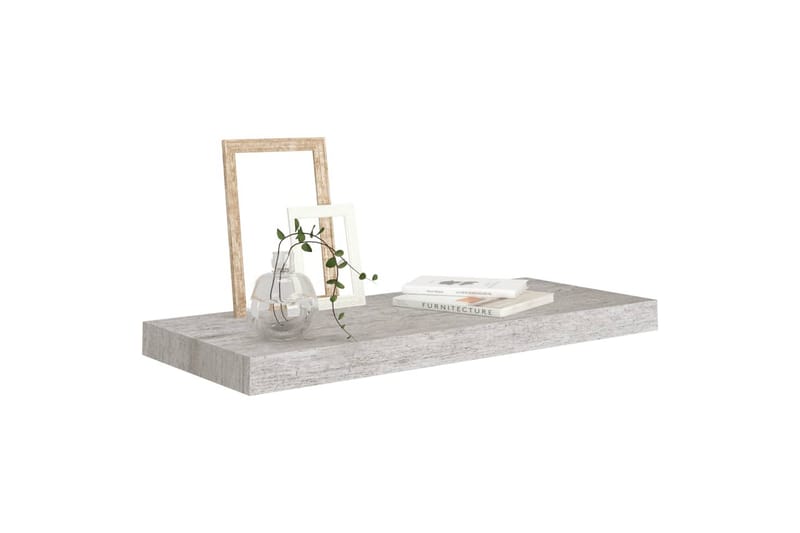 Flytende vegghyller 2 stk betonggrå 60x23,5x3,8 cm MDF - Grå - Oppbevaring - Hylle - Vegghylle