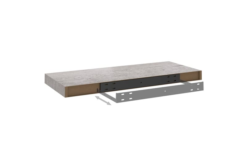 Flytende vegghyller 2 stk betonggrå 60x23,5x3,8 cm MDF - Grå - Oppbevaring - Hylle - Vegghylle