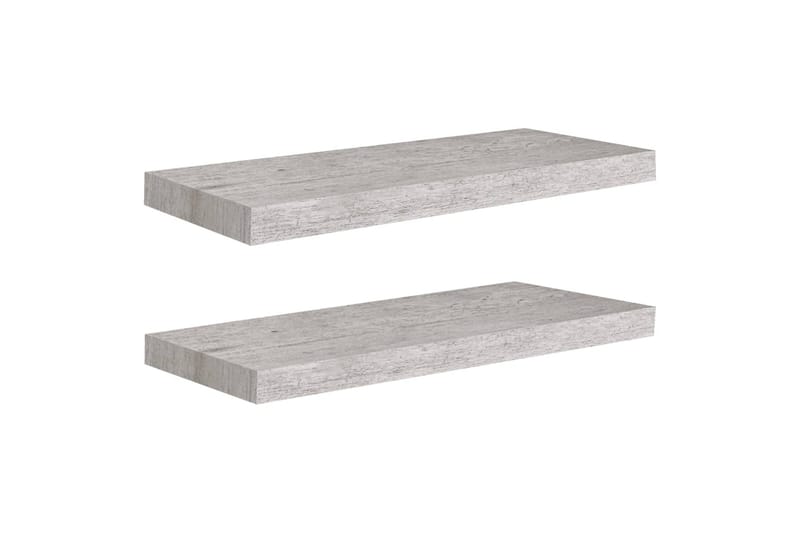 Flytende vegghyller 2 stk betonggrå 60x23,5x3,8 cm MDF - Grå - Oppbevaring - Hylle - Vegghylle