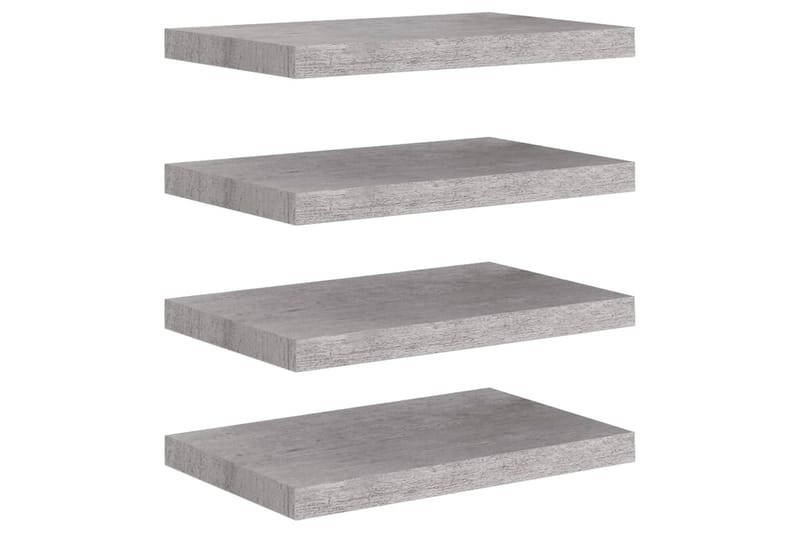 Flytende vegghyller 4 stk betonggrå 50x23x3,8 cm MDF - Grå - Oppbevaring - Hylle - Vegghylle