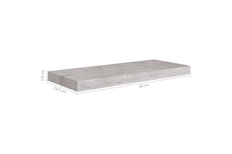 Flytende vegghyller 4 stk betonggrå 60x23,5x3,8 cm MDF - Grå - Oppbevaring - Hylle - Vegghylle