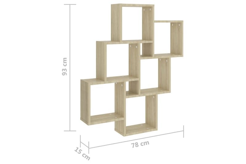 Kubeformet vegghylle sonoma eik 78x15x93 cm sponplate - Brun - Oppbevaring - Hylle - Vegghylle