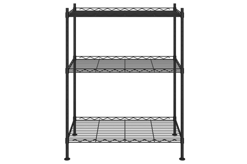 Oppbevaringshylle 3 etasjer 60x35x76 cm svart 150 kg - Svart - Oppbevaring - Hylle - Vegghylle