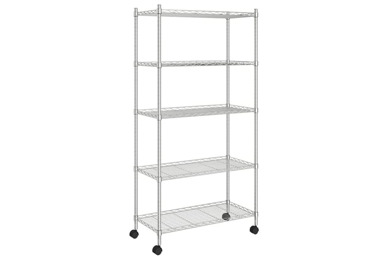 Oppbevaringshylle 5 etasjer med hjul 75x35x155cm krom 250 kg - Silver - Oppbevaring - Hylle - Vegghylle