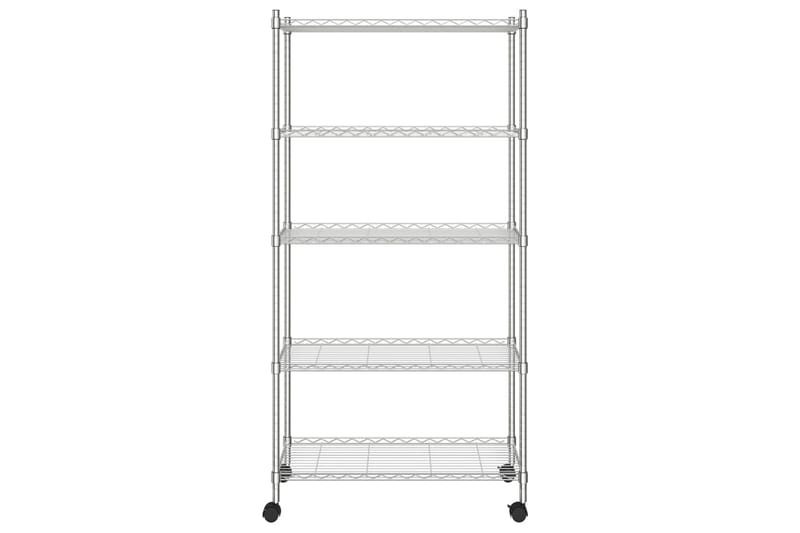 Oppbevaringshylle 5 etasjer med hjul 75x35x155cm krom 250 kg - Silver - Oppbevaring - Hylle - Vegghylle