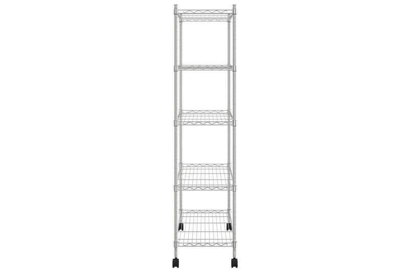 Oppbevaringshylle 5 etasjer med hjul 75x35x155cm krom 250 kg - Silver - Oppbevaring - Hylle - Vegghylle