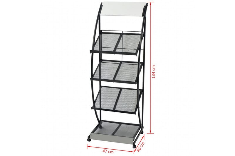 Magasinhylle 47x40x134 cm svart og hvit A4 - Svart - Oppbevaring - Oppbevaring til småting - Oppbevaringsstativ - Avisstativ