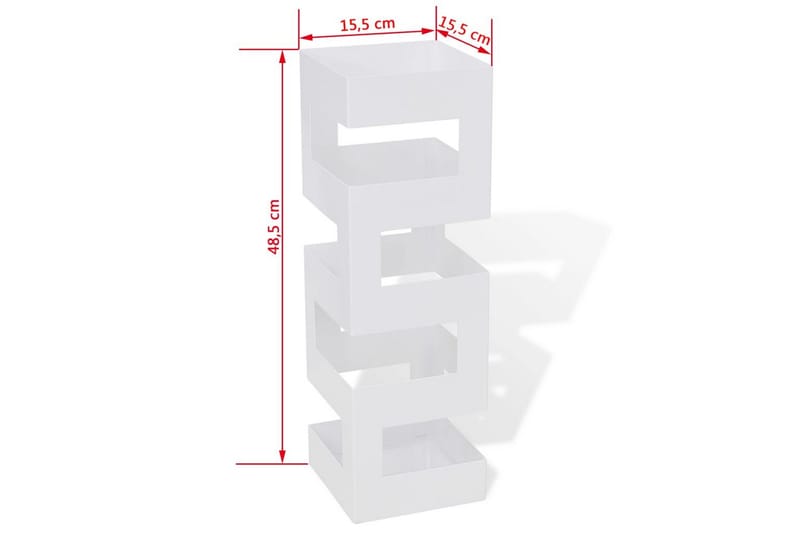 Hvit kvadratisk Paraplyholder Stokk i stål 48,5 cm - Hvit - Oppbevaring - Oppbevaring til småting - Oppbevaringsstativ - Paraplystativ