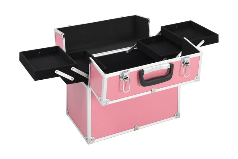 Sminkeveske 37x24x35 cm rosa aluminium - Rosa - Oppbevaring - Oppbevaring til småting