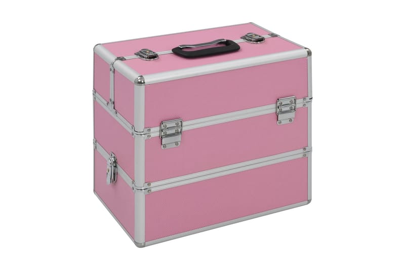 Sminkeveske 37x24x35 cm rosa aluminium - Rosa - Oppbevaring - Oppbevaring til småting