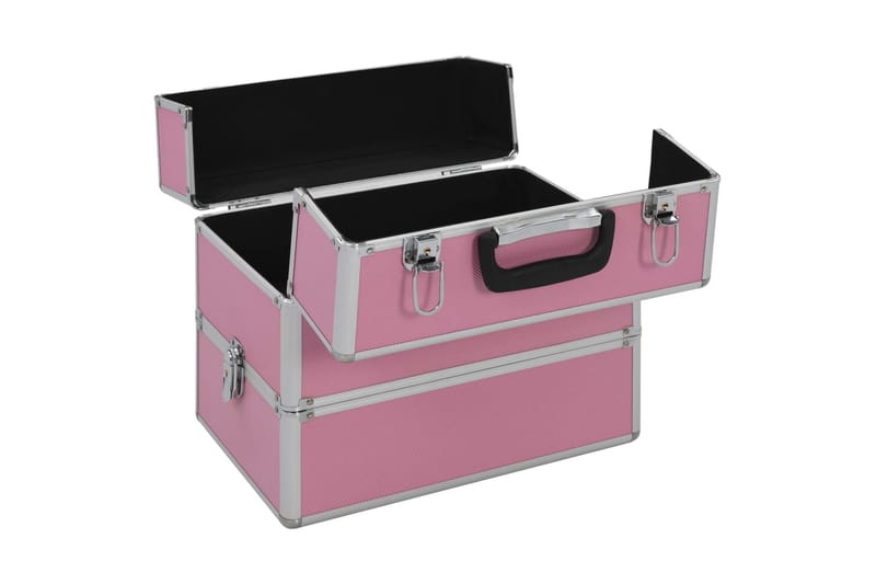 Sminkeveske 37x24x35 cm rosa aluminium - Rosa - Oppbevaring - Oppbevaring til småting