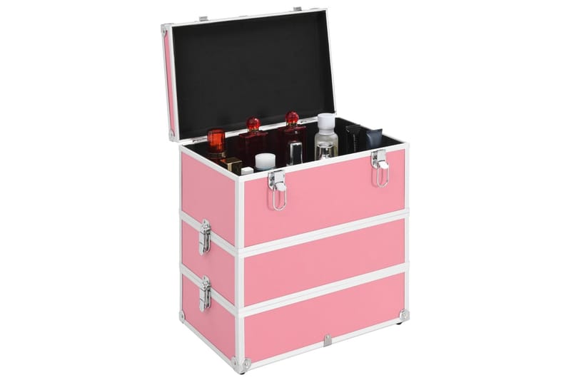 Sminkeveske 37x24x40 cm rosa aluminium - Rosa - Oppbevaring - Oppbevaring til småting