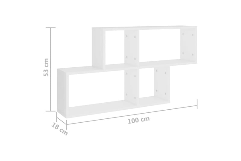 Vegghylle hvit 100x18x53 cm sponplate - Hvit - Oppbevaring - Hylle - Vegghylle