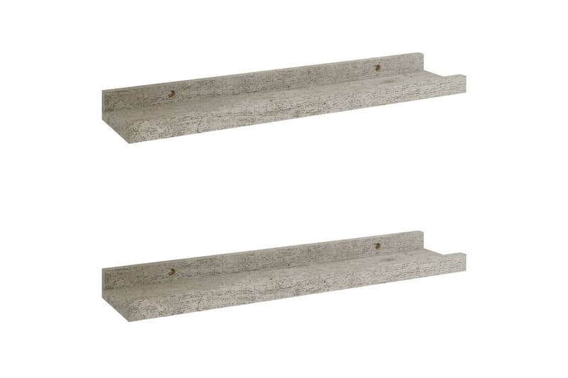 Vegghyller 2 stk betonggrå 40x9x3 cm - Grå - Oppbevaring - Hylle - Vegghylle