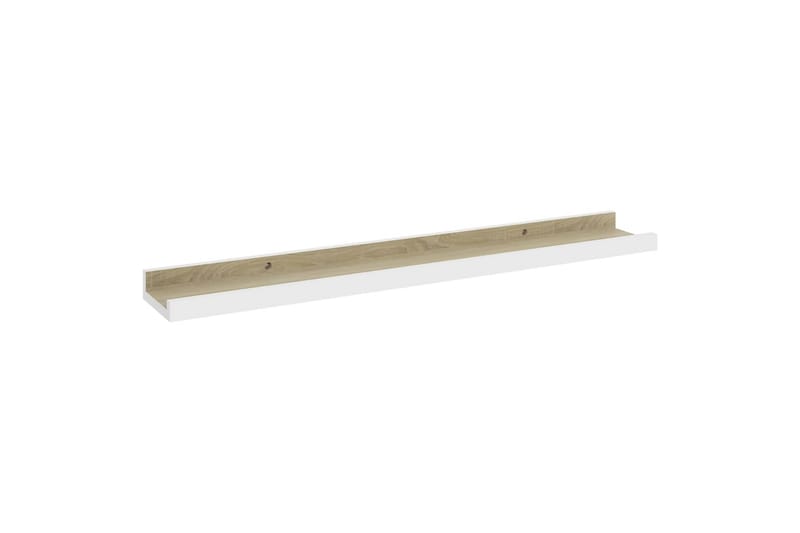 Vegghyller 2 stk hvit og sonoma eik 60x9x3 cm - Hvit - Oppbevaring - Hylle - Vegghylle