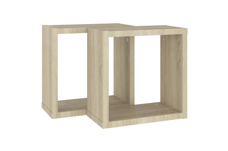 Vegghyller kubeformet 2 stk sonoma eik 30x15x30 cm - Brun - Oppbevaring - Hylle - Vegghylle