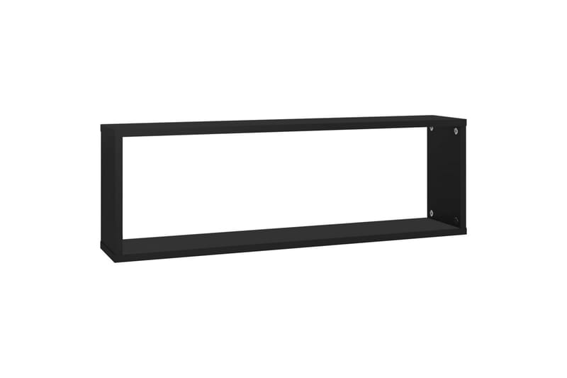 Vegghyller kubeformet 2 stk svart 80x15x26,5 cm sponplate - Svart - Oppbevaring - Hylle - Vegghylle