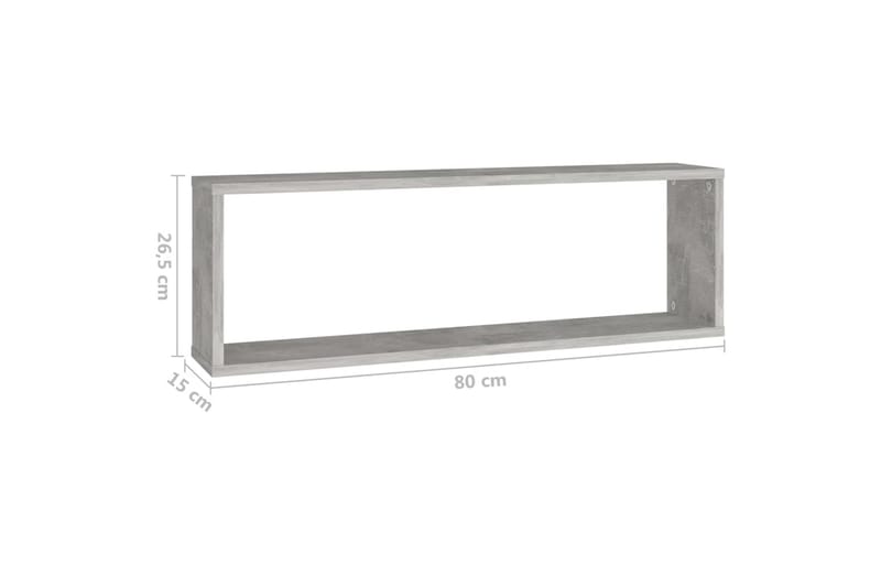 Vegghyller kubeformet 4 stk 80x15x26,5 cm sponplate - Grå - Oppbevaring - Hylle - Vegghylle