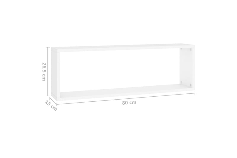 Vegghyller kubeformet 4 stk hvit 80x15x26,5 cm sponplate - Hvit - Oppbevaring - Hylle - Vegghylle