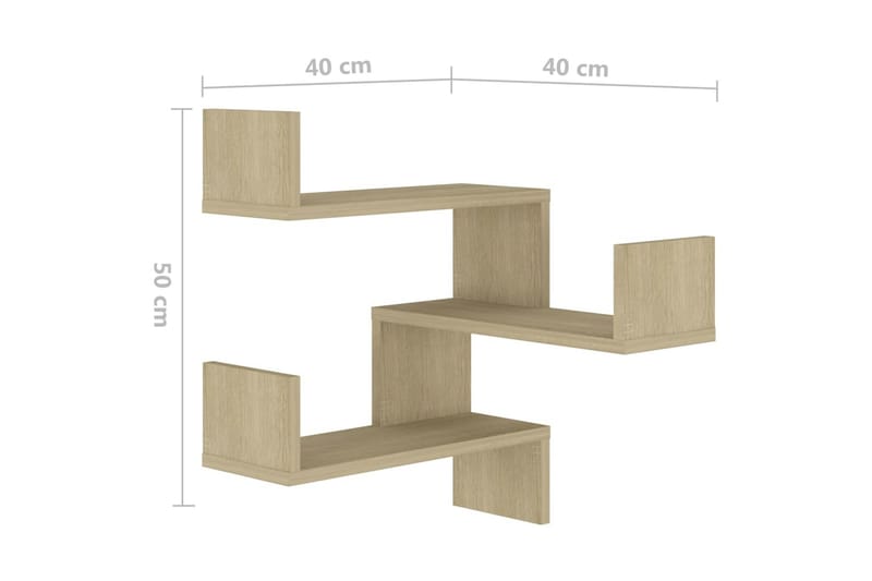 Veggmonterte hjørnehyller 2 stk 40x40x50 cm sponplate - Brun - Oppbevaring - Hylle - Vegghylle