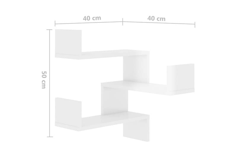 Veggmonterte hjørnehyller 2 stk 40x40x50 cm sponplate - Hvit - Oppbevaring - Hylle - Vegghylle