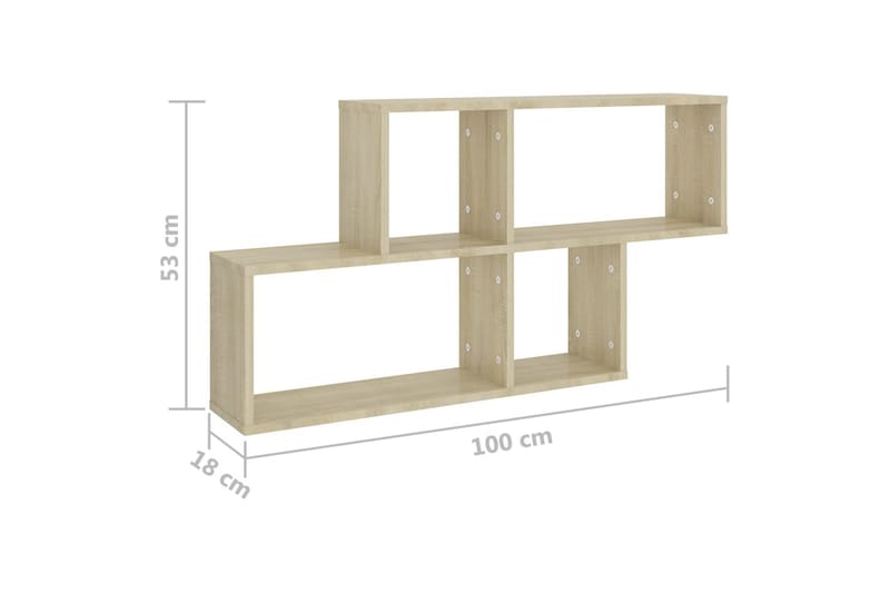 viVegghylle sonoma eik 100x18x53 cm sponplate - Brun - Oppbevaring - Hylle - Vegghylle