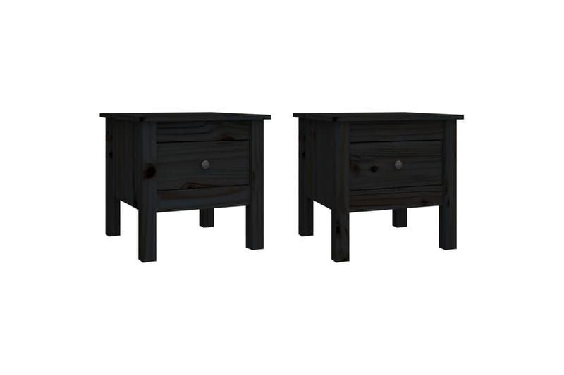 beBasic Sidebord 2 stk svart 40x40x39 cm heltre furu - Svart - Oppbevaring - Oppbevaringsmøbler - Sideboard & skjenk