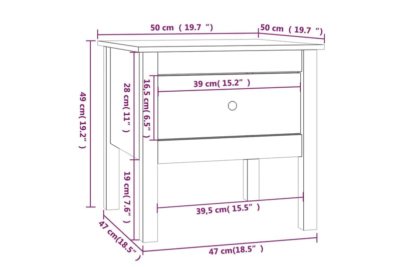 beBasic Sidebord 50x50x49 cm heltre furu - Brun - Oppbevaring - Oppbevaringsmøbler - Sideboard & skjenk