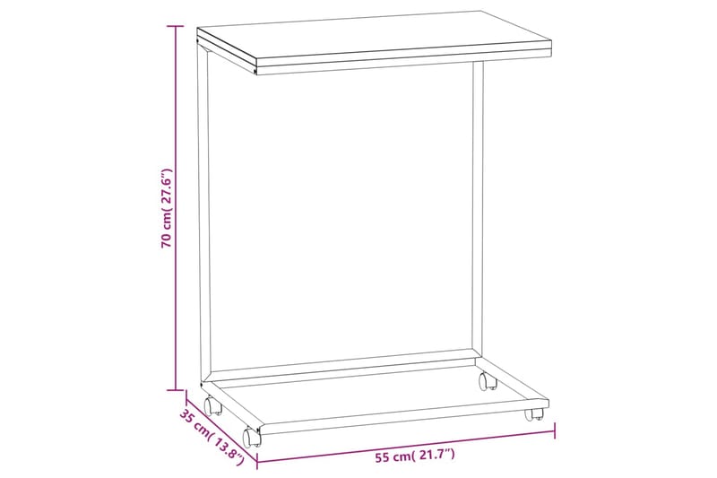 beBasic Sidebord med hjul hvit 55x35x70 cm konstruert tre - Hvit - Oppbevaring - Oppbevaringsmøbler - Sideboard & skjenk