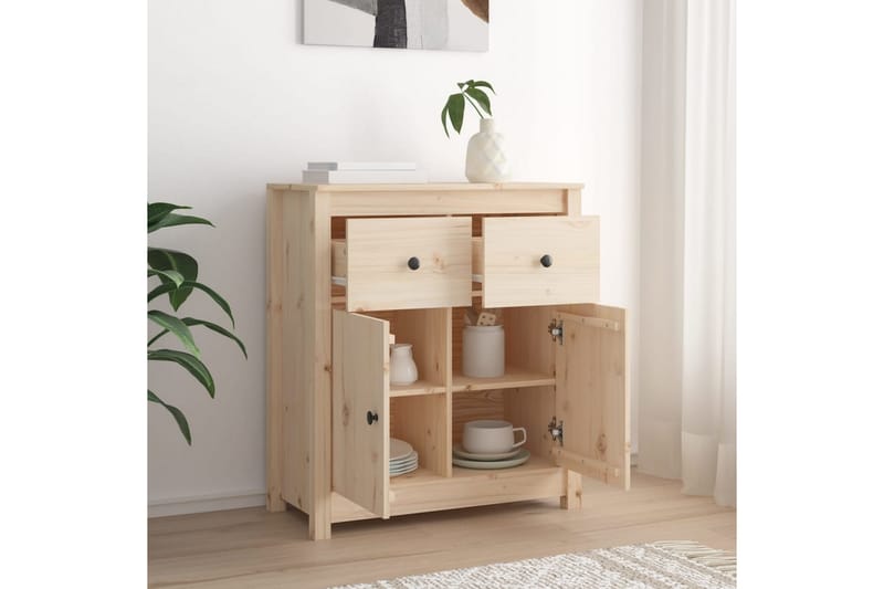 beBasic Skjenk 70x35x80 cm heltre furu - Brun - Oppbevaring - Oppbevaringsmøbler - Sideboard & skjenk