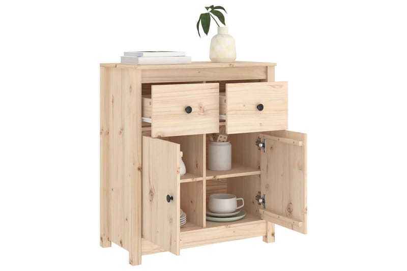 beBasic Skjenk 70x35x80 cm heltre furu - Brun - Oppbevaring - Oppbevaringsmøbler - Sideboard & skjenk