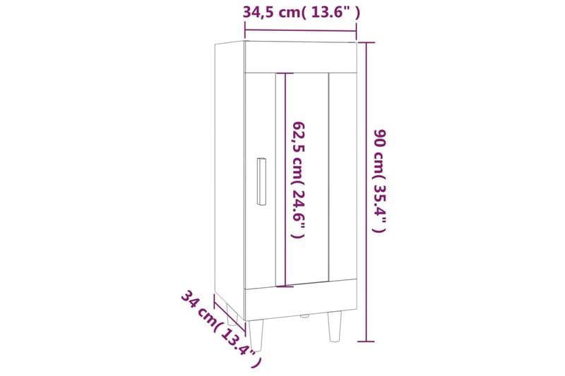 beBasic Skjenk brun eik 34,5x34x90 cm konstruert tre - Brun - Oppbevaring - Oppbevaringsmøbler - Sideboard & skjenk