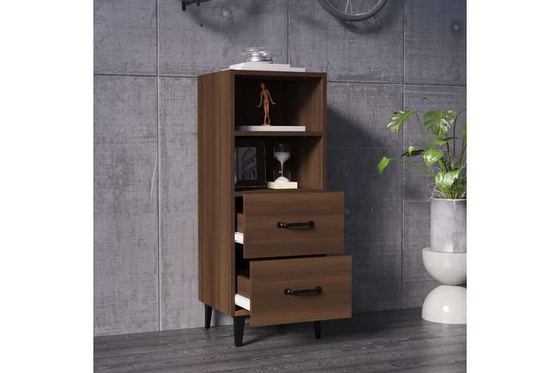 beBasic Skjenk brun eik 34,5x34x90 cm konstruert tre - Brun - Oppbevaring - Oppbevaringsmøbler - Sideboard & skjenk