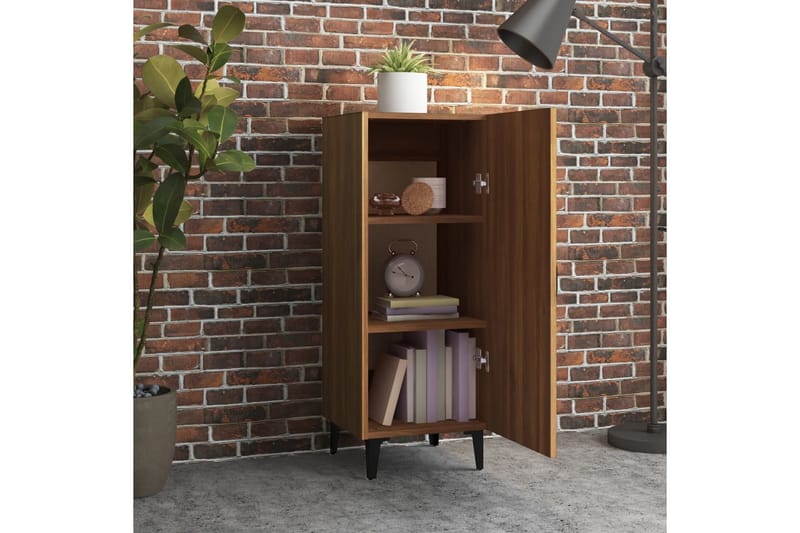 beBasic Skjenk brun eik 34,5x34x90 cm konstruert tre - Brun - Oppbevaring - Oppbevaringsmøbler - Sideboard & skjenk