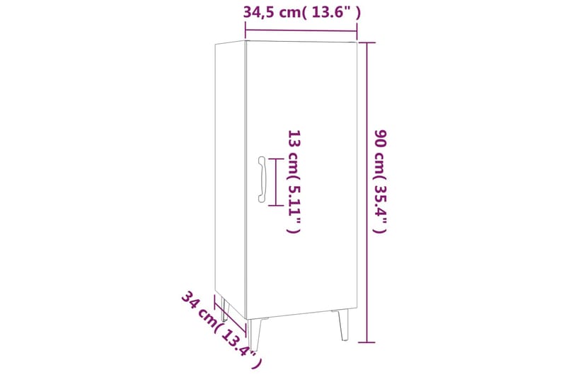 beBasic Skjenk brun eik 34,5x34x90 cm konstruert tre - Brun - Oppbevaring - Oppbevaringsmøbler - Sideboard & skjenk