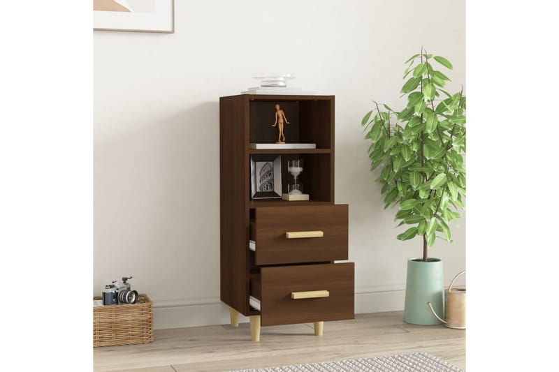 beBasic Skjenk brun eik 34,5x34x90 cm konstruert tre - Brun - Oppbevaring - Oppbevaringsmøbler - Sideboard & skjenk