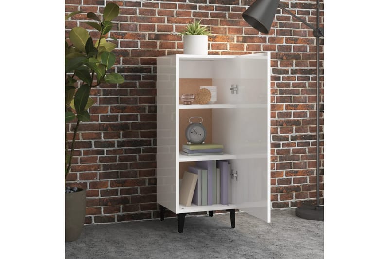 beBasic Skjenk høyglans hvit 34,5x34x90 cm konstruert tre - Hvit - Oppbevaring - Oppbevaringsmøbler - Sideboard & skjenk