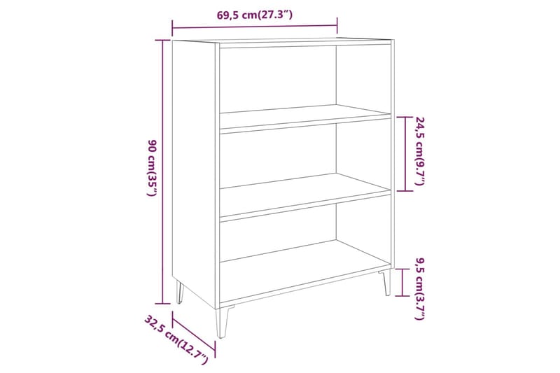 beBasic Skjenk høyglans hvit 69,5x32,5x90 cm konstruert tre - Hvit - Oppbevaring - Oppbevaringsmøbler - Sideboard & skjenk