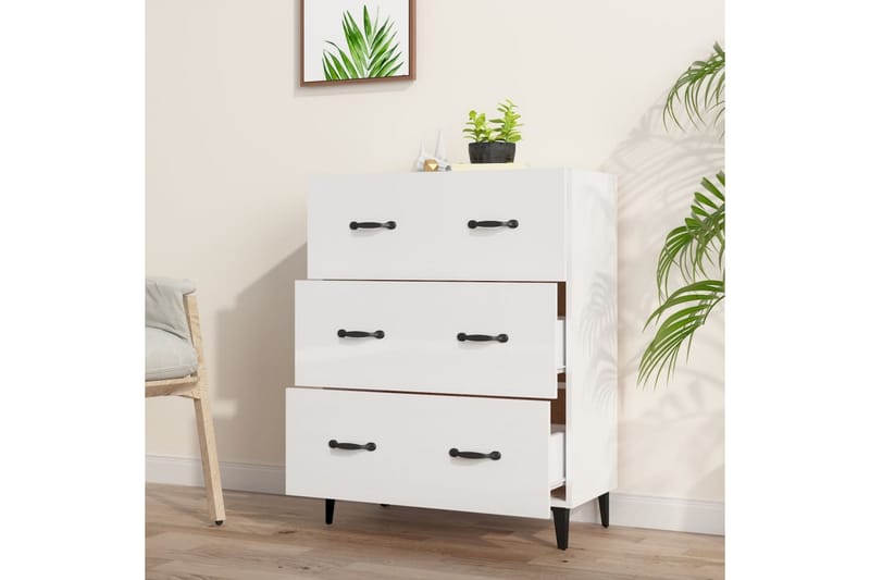 beBasic Skjenk høyglans hvit 69,5x34x90 cm konstruert tre - Hvit - Oppbevaring - Oppbevaringsmøbler - Sideboard & skjenk