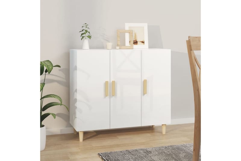 beBasic Skjenk høyglans hvit 90x34x80 cm konstruert tre - Hvit - Oppbevaring - Oppbevaringsmøbler - Sideboard & skjenk