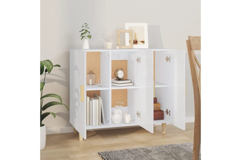 beBasic Skjenk høyglans hvit 90x34x80 cm konstruert tre - Hvit - Oppbevaring - Oppbevaringsmøbler - Sideboard & skjenk