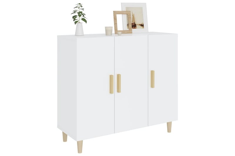 beBasic Skjenk høyglans hvit 90x34x80 cm konstruert tre - Hvit - Oppbevaring - Oppbevaringsmøbler - Sideboard & skjenk